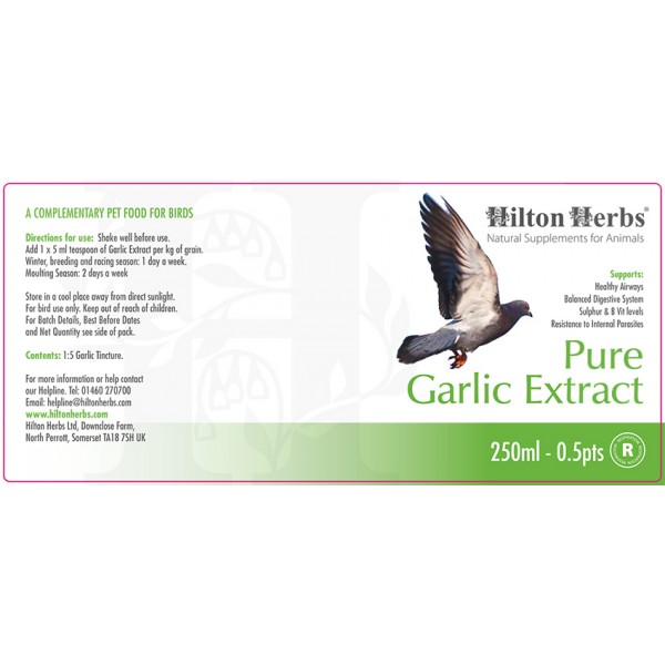 Pure Garlic Juice for Birds - pack label